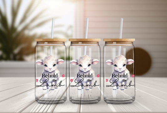 Behold the Lamb 16 oz Glass Cup