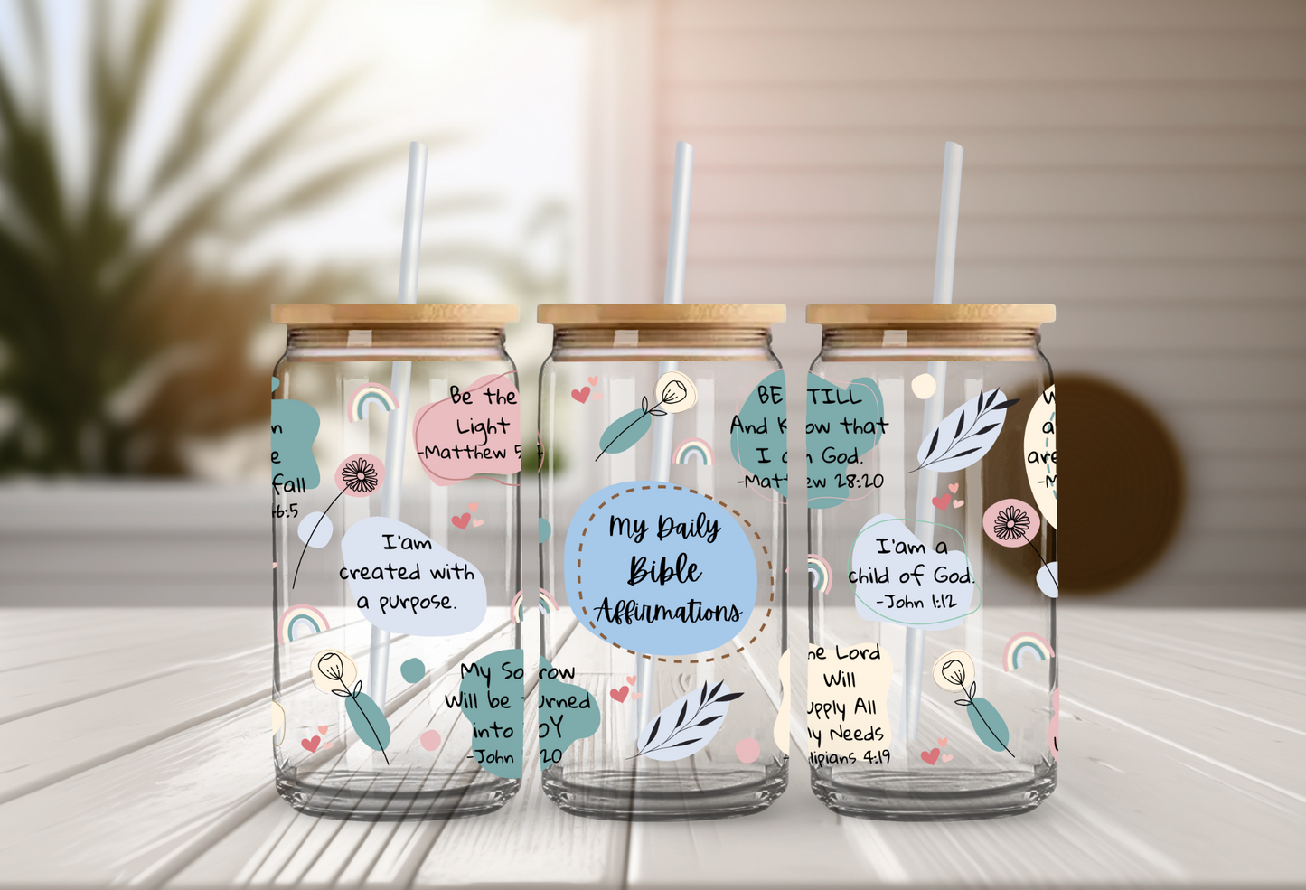 My Daily Bible Affirmations 16 oz Glass Cup