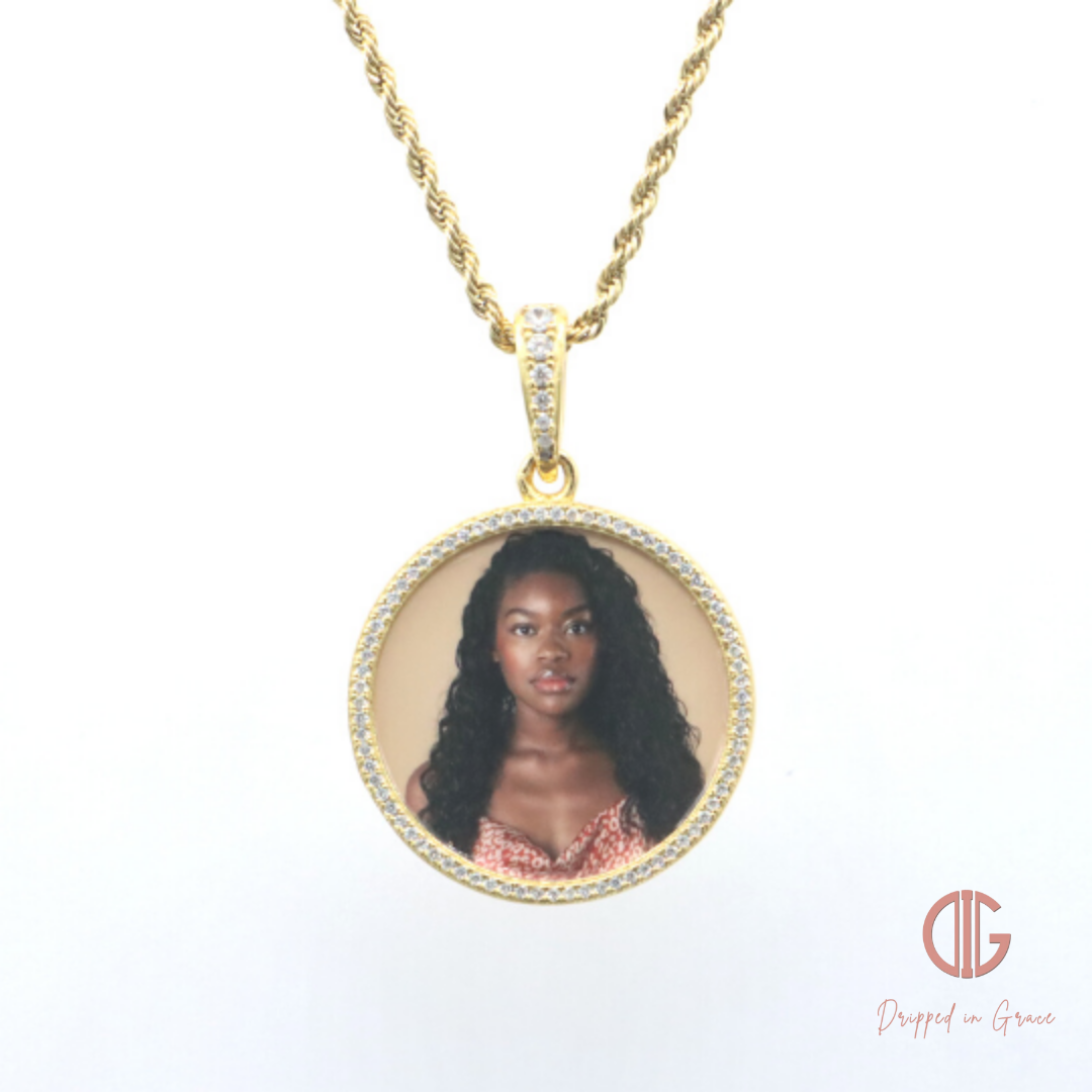 Preserved Rose & Personalized Picture Pendant Gift Set